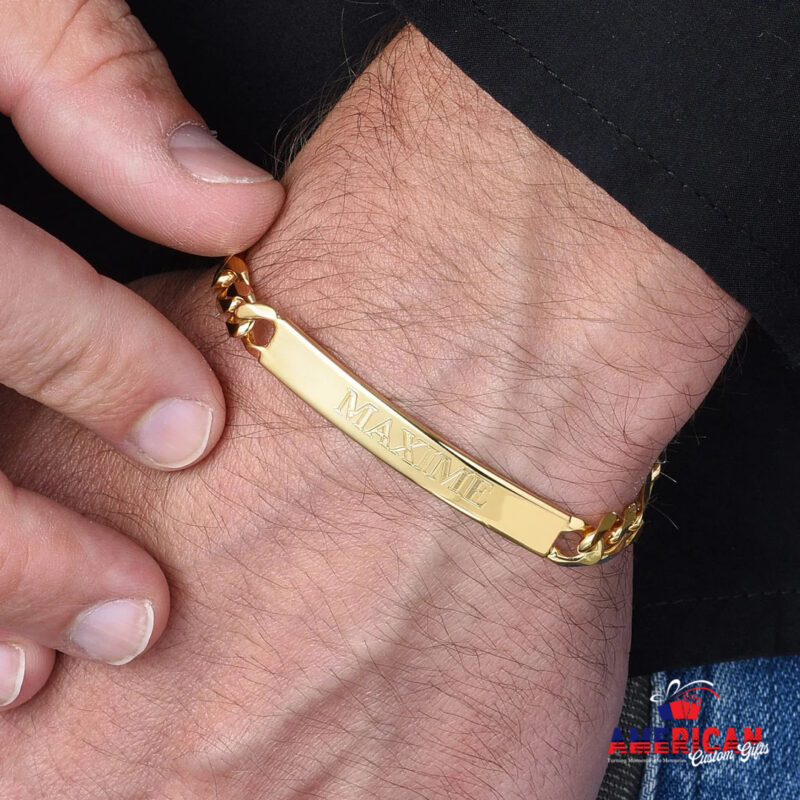 Personalized Men's ID Bracelet with Engraving • Silver 925 / Gold •
