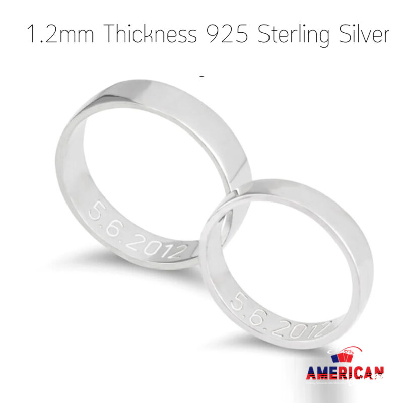 Matching Rings for Couple 925 Sterling Silver or 24K Gold Plated - Inside Engraved Ring Secret Message - His and Hers Promise Wedding Bands