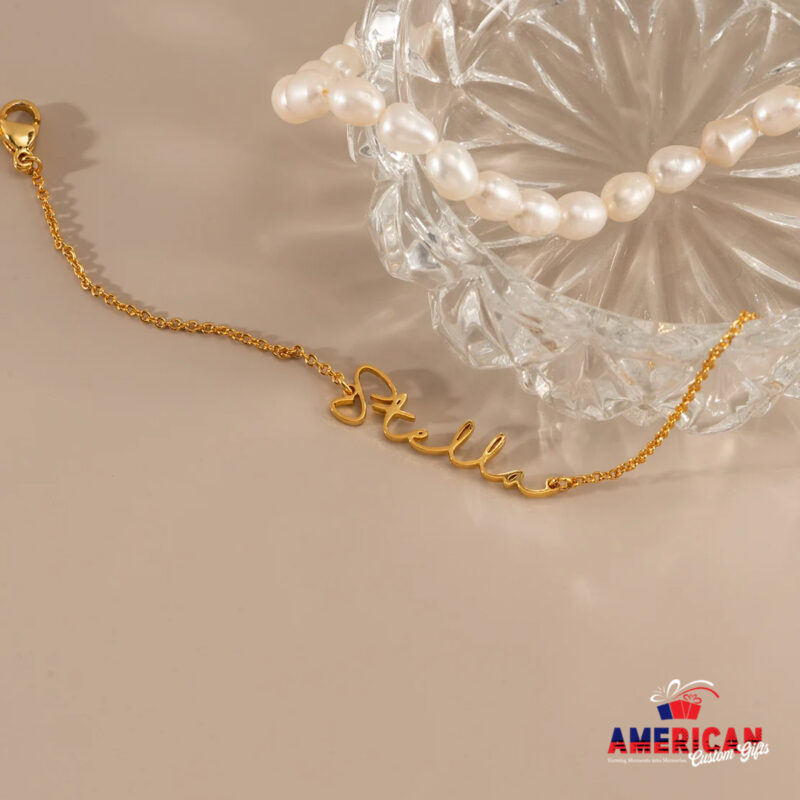 Personalized Name Bracelet Women, Custom 18K Gold Name Bracelet, Minimalist Name Bracelet, Name Jewelry, Bridesmaid Gift, Gift for Mom
