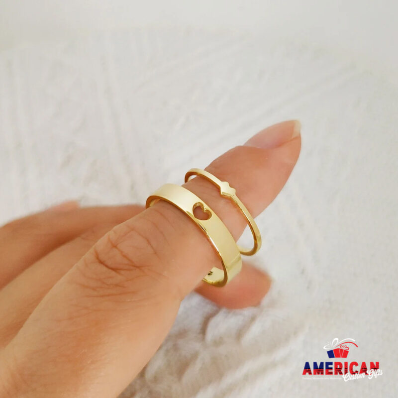 Personalized Engraved Couples Ring Set, Matching Ring Set, Anniversary gift, Date Ring, Valentine’s Day Gift, wedding gift, Heart Name rings