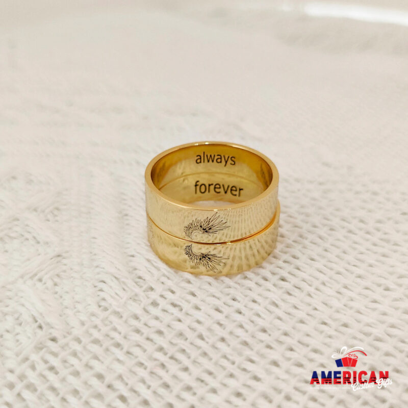 Custom Matching Couple Rings, Bird Couple's Ring Set, Boyfriend Girlfriend Ring, Name Date Ring, Friendship Rings, Promise Rings, Wedding Bands