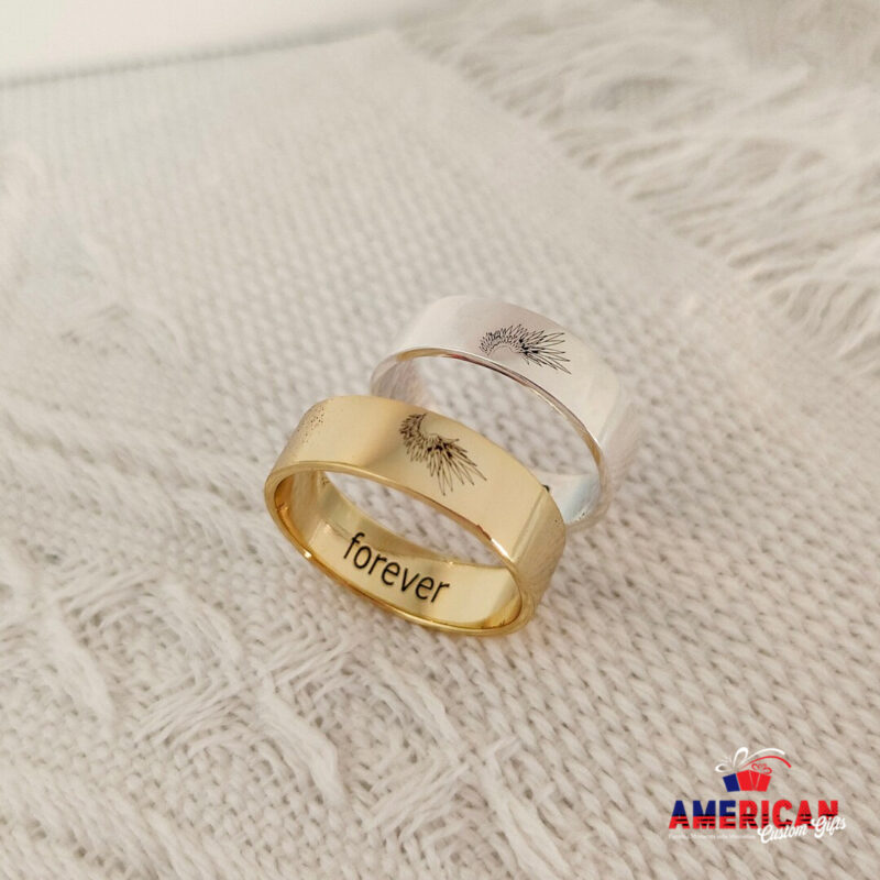 Custom Matching Couple Rings, Bird Couple's Ring Set, Boyfriend Girlfriend Ring, Name Date Ring, Friendship Rings, Promise Rings, Wedding Bands