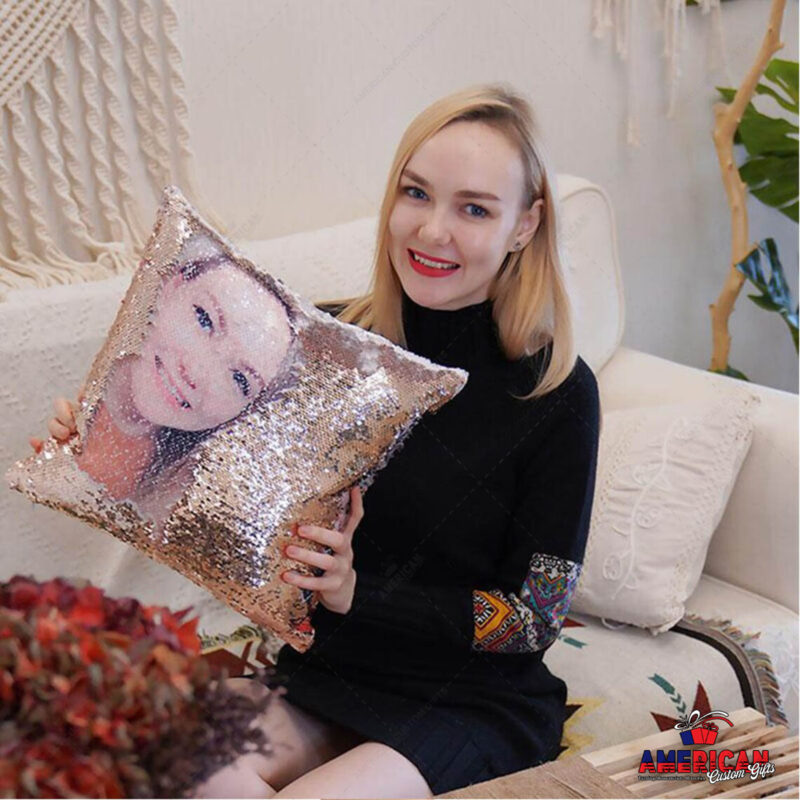 Custom Sequin Pillow | Hidden Message Magic Cushion | Personalized Gift – American Custom Gifts USA - Image 2