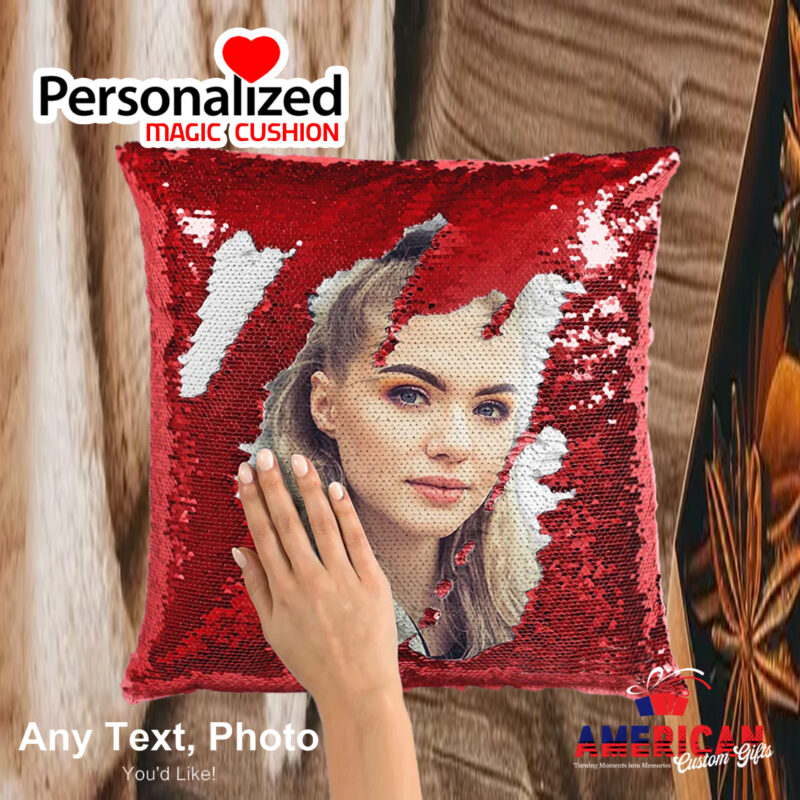 Custom Sequin Pillow | Hidden Message Magic Cushion | Personalized Gift – American Custom Gifts USA - Image 3